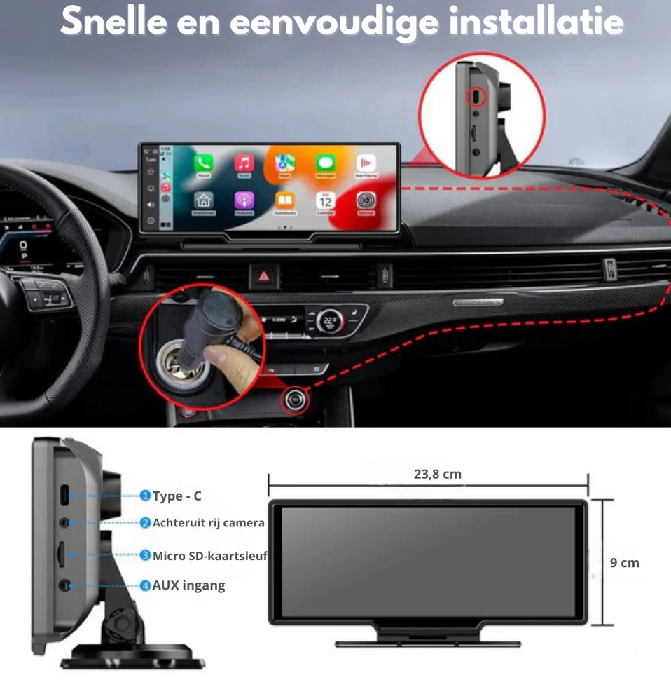 DashCarplay™ | Carplay met Ingebouwde Dashcam voor elke Auto